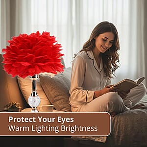 Livmore Red 6cm Ball Feather Table Lamp with Plug