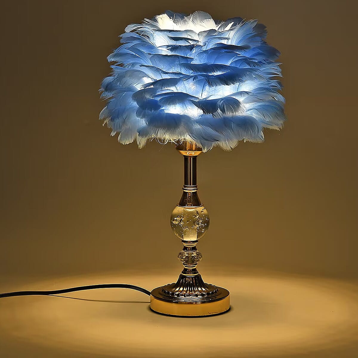 Livmore Blue 6cm Ball Feather Table Lamp with Plug image number 1