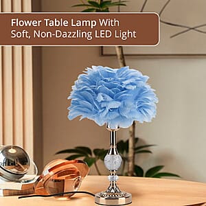 Livmore Blue 6cm Ball Feather Table Lamp with Plug