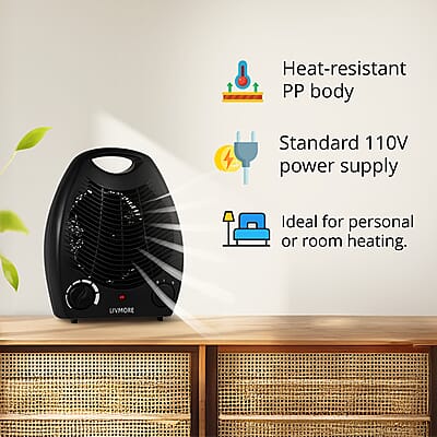 Livmore 110V Compact Fan Heater - Black