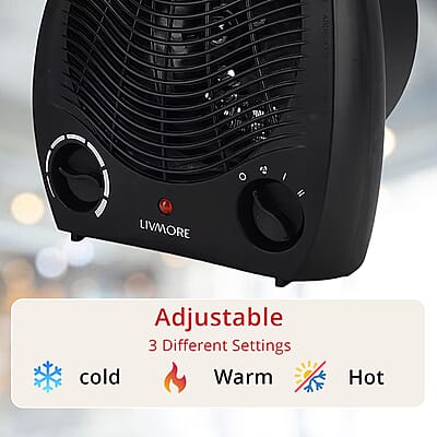 Livmore 110V Compact Fan Heater - Black