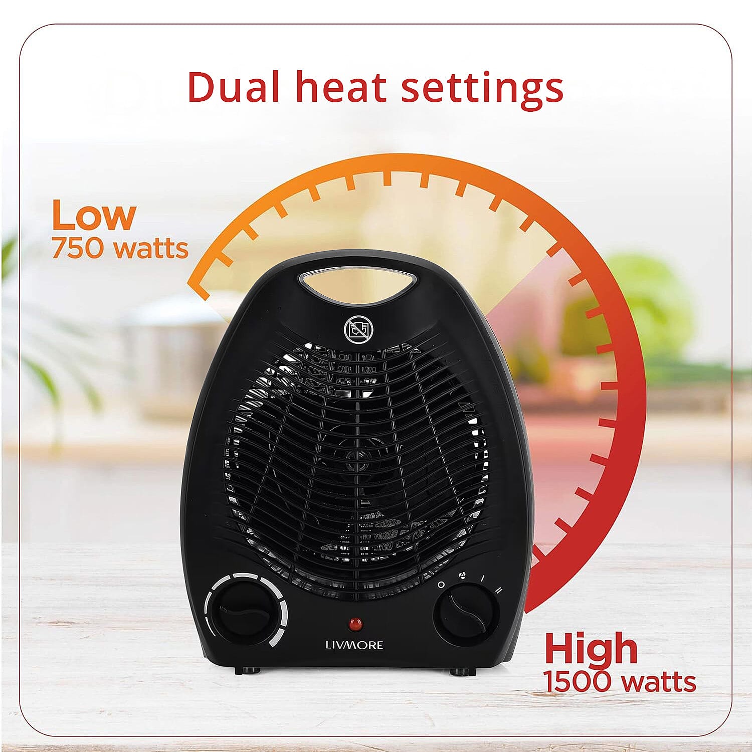 Livmore 110V Compact Fan Heater - Black