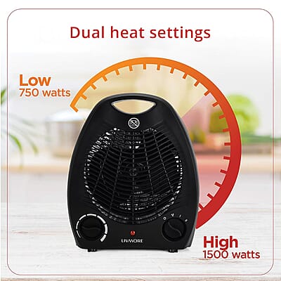Livmore 110V Compact Fan Heater - Black