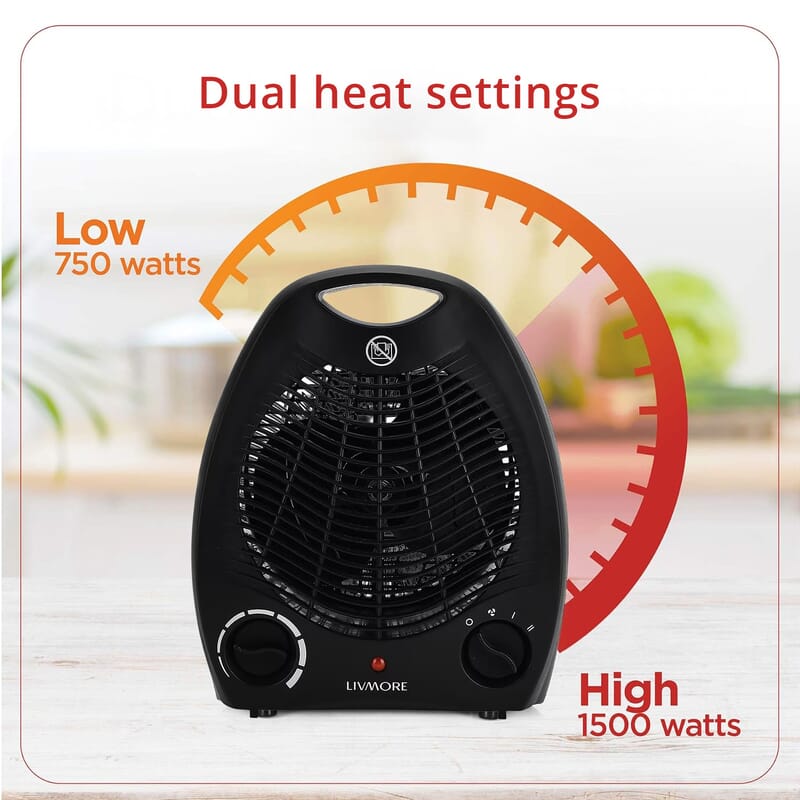 Livmore 110V Compact Fan Heater - Black