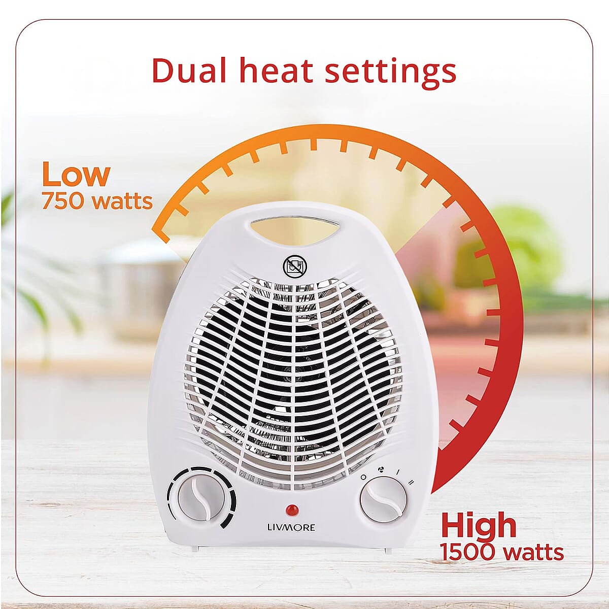 Livmore 110V Compact Fan Heater - White image number 4