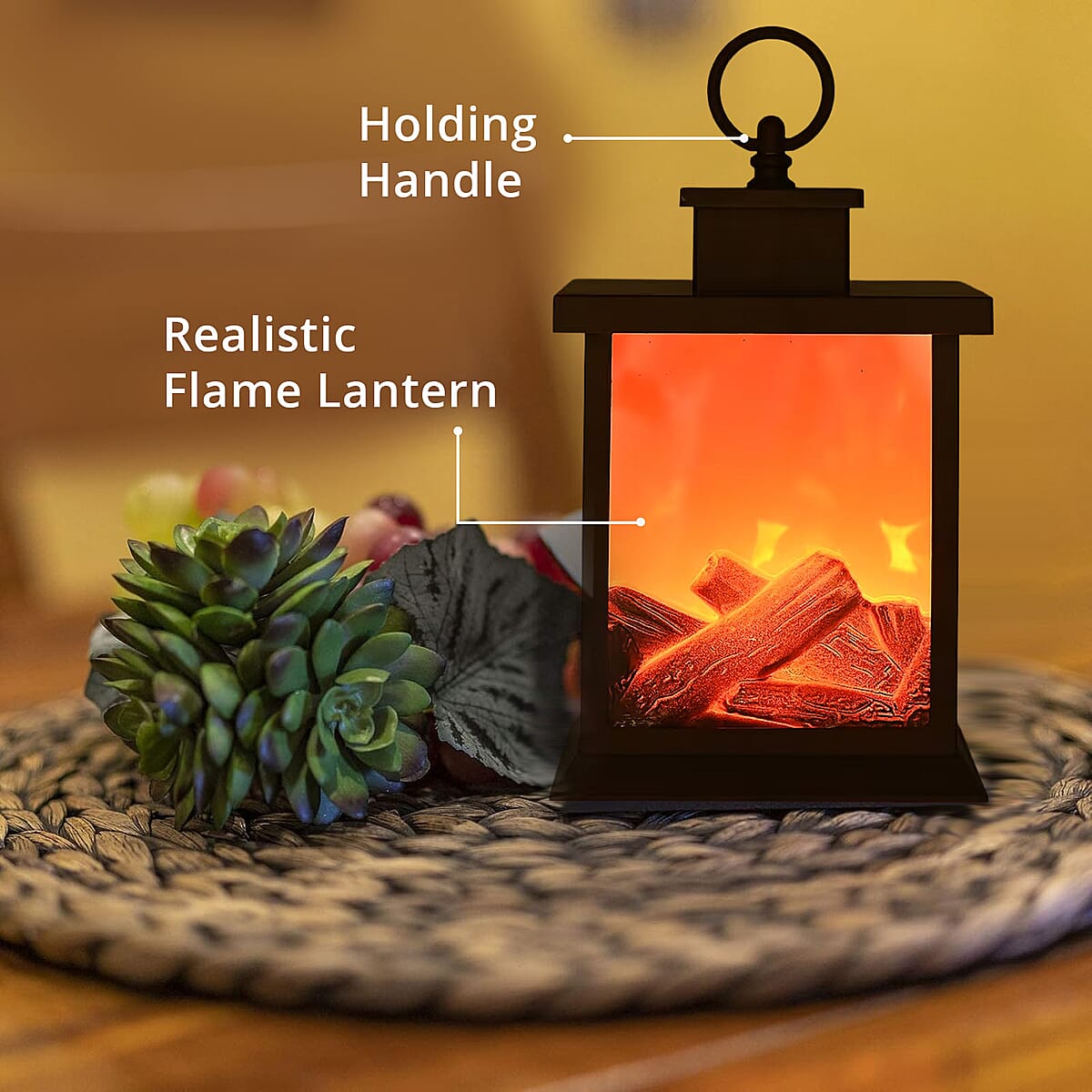 Livmore Carbon Fireplace Lamp with Powered by USB Cable (Included) image number 2