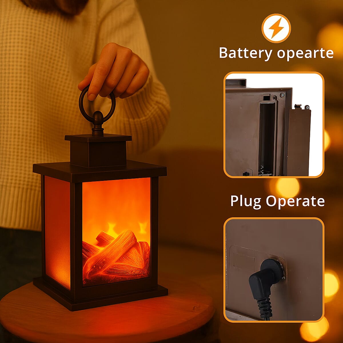 Livmore Carbon Fireplace Lamp with Powered by USB Cable (Included) image number 4