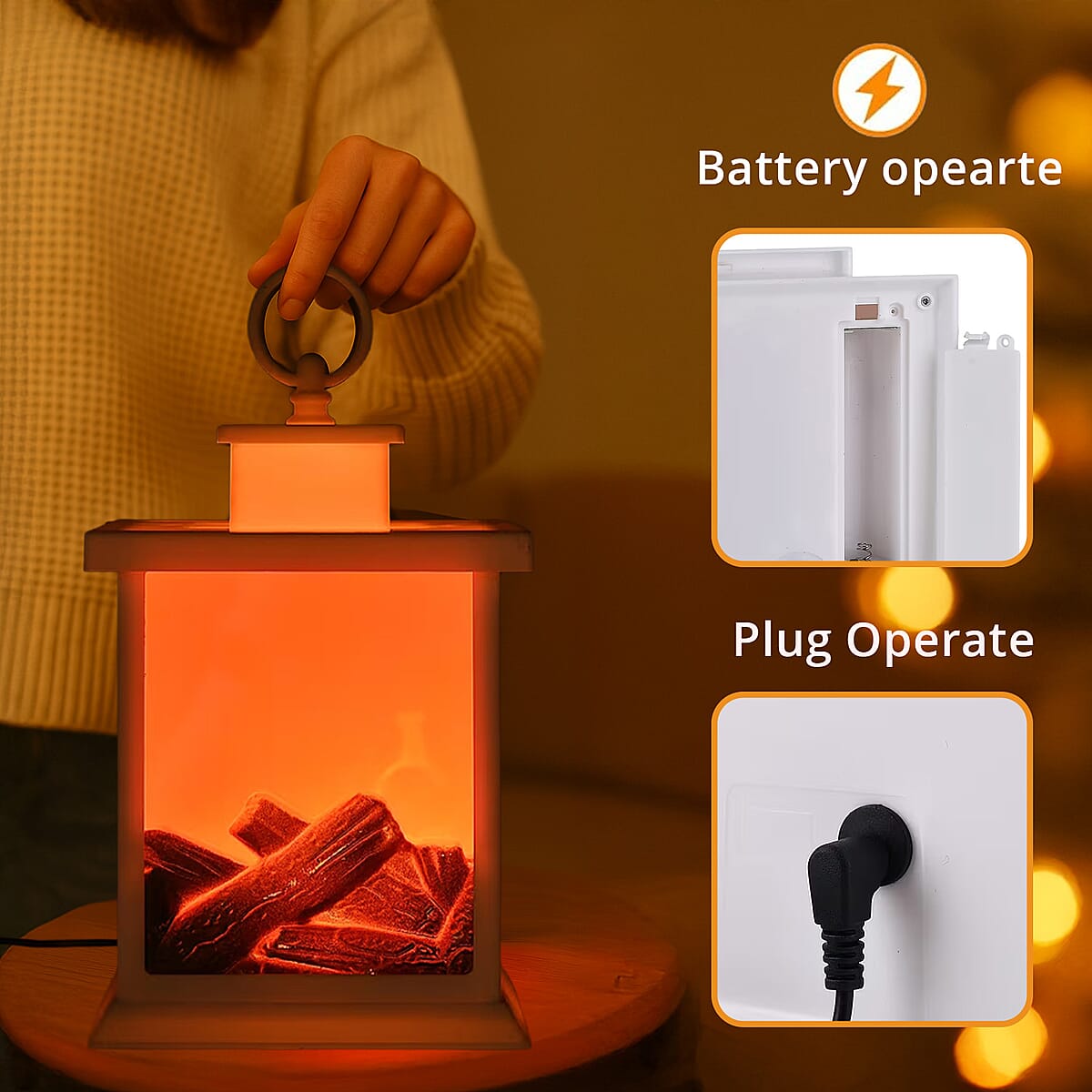 Livmore Carbon Fireplace Lamp with Powered by USB Cable (Included) image number 4