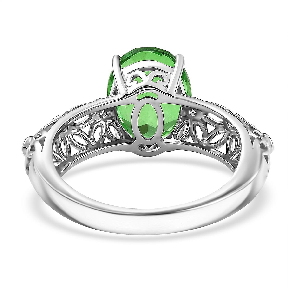 D'Joy Chartreuse Quartz (Triplet) and White Zircon 3.00 ctw Petal Whispers Ring in Platinum Over Sterling Silver (Size 6.0) image number 4