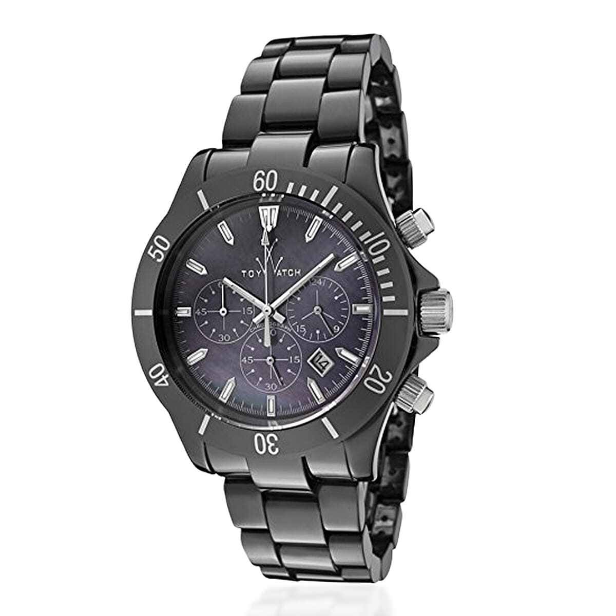 Closeout Toywatch Mother of Pearl Black Ceramic Chronograph 41mm Watch image number 0