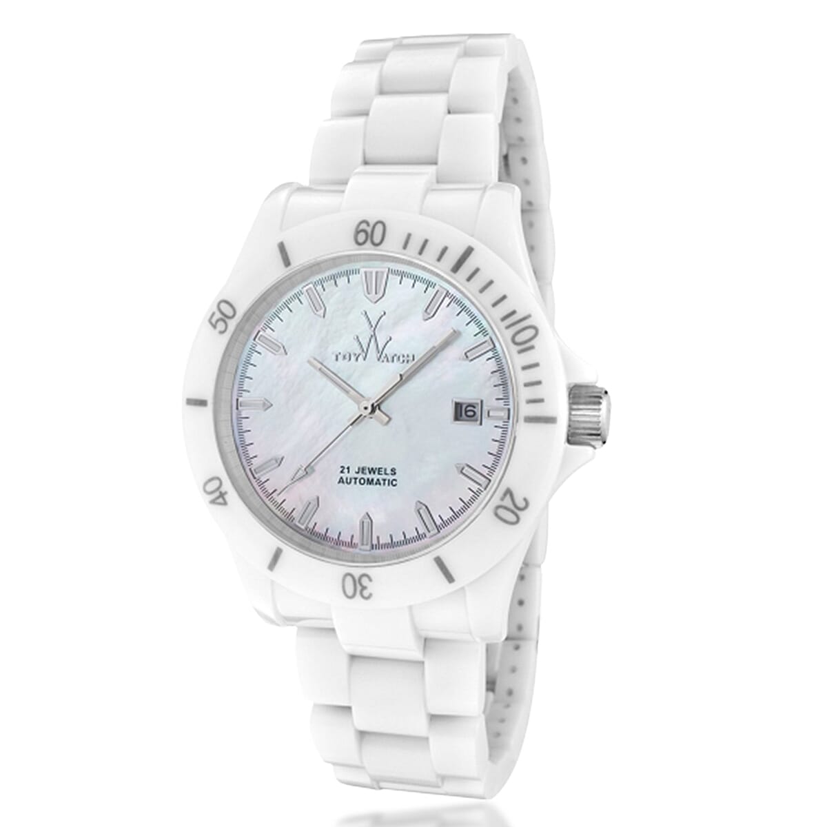 Closeout Toywatch Mother of Pearl White Ceramic Automatic 41mm Watch image number 0