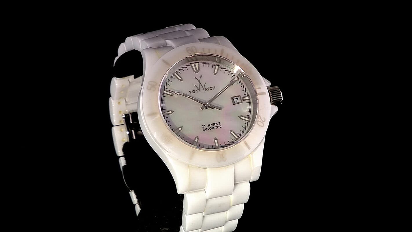 Closeout Toywatch Mother of Pearl White Ceramic Automatic 41mm Watch