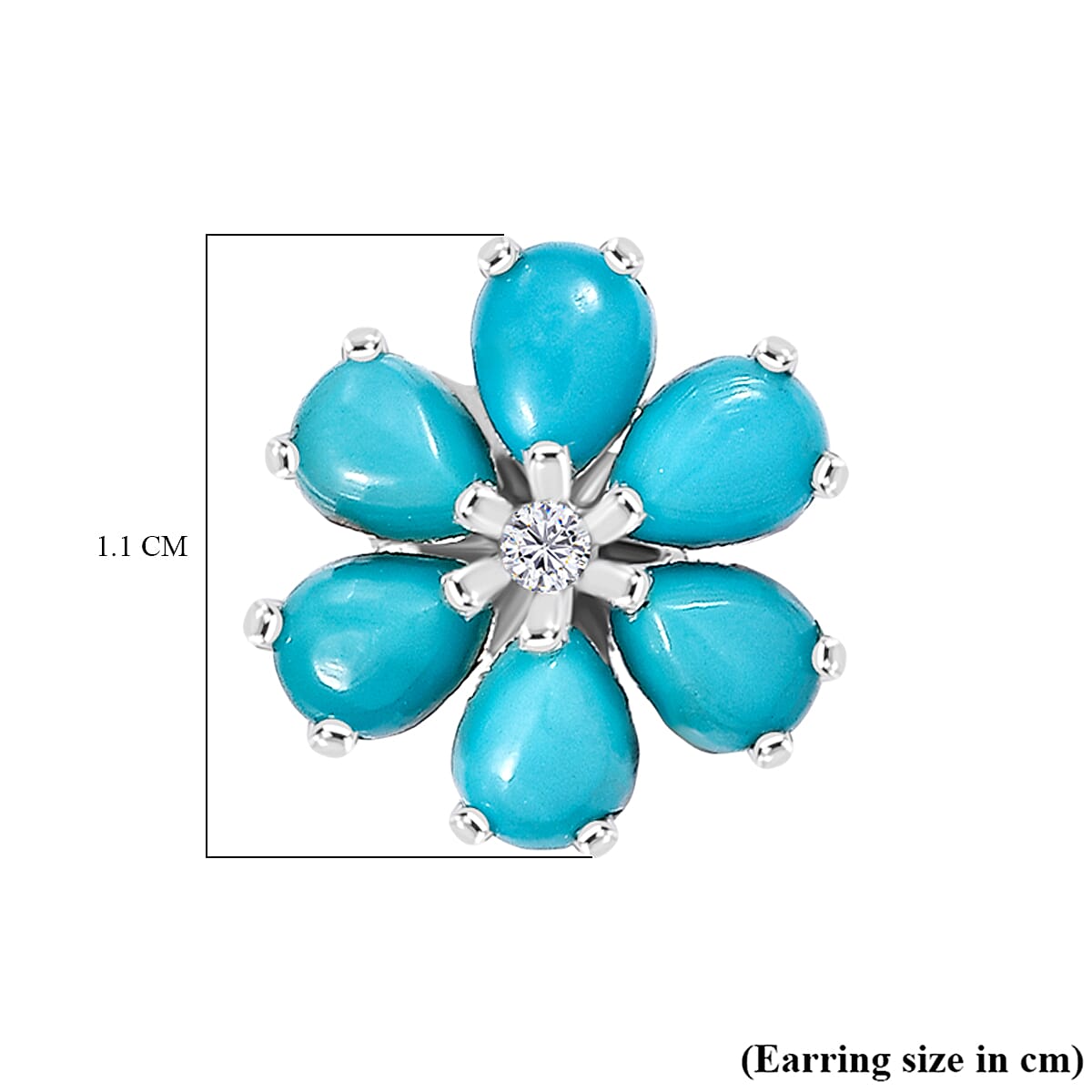 D'Joy Sleeping Beauty Turquoise and White Zircon 1.80 ctw Earrings in Platinum Over Sterling Silver