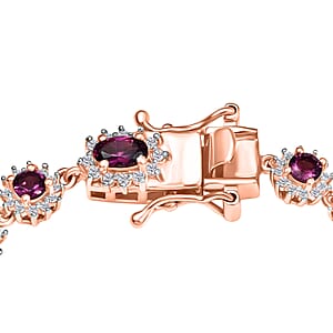 D&rsquo;Joy AAA Radiant Ember Garnet and White Zircon 7.75 ctw Celestial Starburst Bracelet in 18K Vermeil Rose Gold Over Sterling Silver (7.25 In)