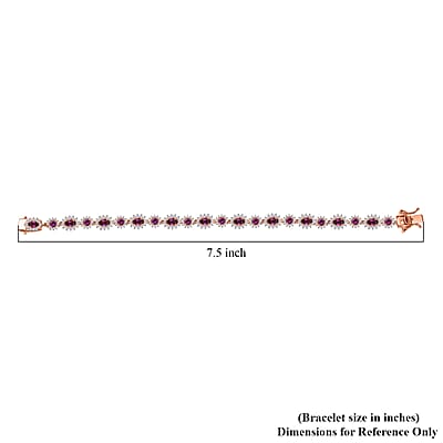 D’Joy AAA Radiant Ember Garnet and White Zircon 7.75 ctw Celestial Starburst Bracelet in 18K Vermeil Rose Gold Over Sterling Silver (7.25 In)