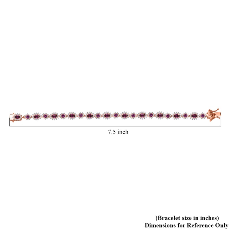D’Joy AAA Radiant Ember Garnet and White Zircon 7.75 ctw Celestial Starburst Bracelet in 18K Vermeil Rose Gold Over Sterling Silver (7.25 In)