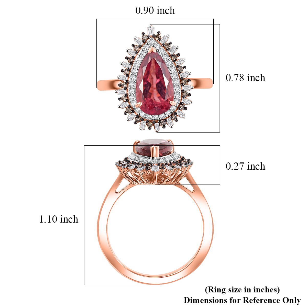 Luxoro AAA Champagne Apatite, I2 Natural Champagne and Diamond 3.00 ctw Fire Crackers Ring in 10K Rose Gold (Size 7.0) image number 5