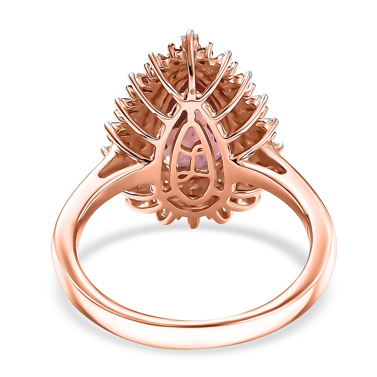 Luxoro AAA Red Apatite and I2 Natural Champagne and Diamond 3.00 ctw Flare Tiara Ring in 10K Rose Gold (Size 8.5) image number 4