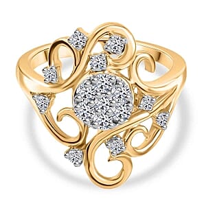 Luxuriant Lab Grown Diamond 0.51 ctw Fancy Ring in 18K Vermeil Yellow Gold Over Sterling Silver (Size 6.5)