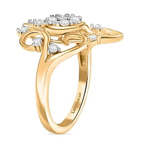 Luxuriant Lab Grown Diamond 0.51 ctw Fancy Ring in 18K Vermeil Yellow Gold Over Sterling Silver (Size 6.5)