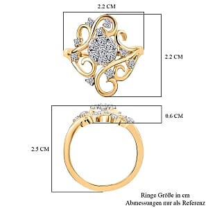 Luxuriant Lab Grown Diamond 0.51 ctw Fancy Ring in 18K Vermeil Yellow Gold Over Sterling Silver (Size 6.5)
