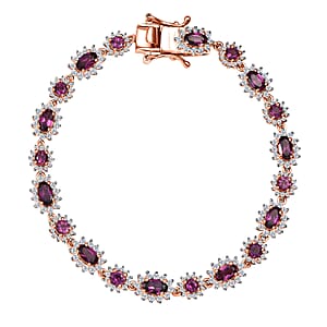 D’Joy AAA Radiant Ember Garnet and White Zircon 7.50 ctw Celestial Starburst Bracelet in 18K Vermeil Rose Gold Over Sterling Silver (6.50 In)