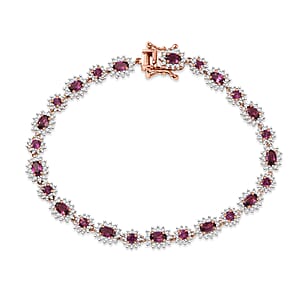 D'Joy AAA Radiant Ember Garnet and White Zircon 8.90 ctw Celestial Starburst Bracelet in 18K Vermeil Rose Gold Over Sterling Silver (8.00 In)