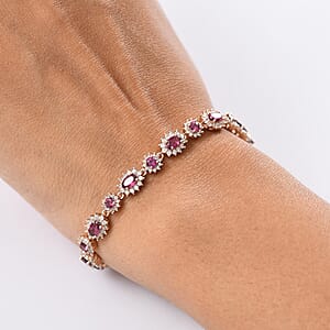 D'Joy AAA Radiant Ember Garnet and White Zircon 8.90 ctw Celestial Starburst Bracelet in 18K Vermeil Rose Gold Over Sterling Silver (8.00 In)