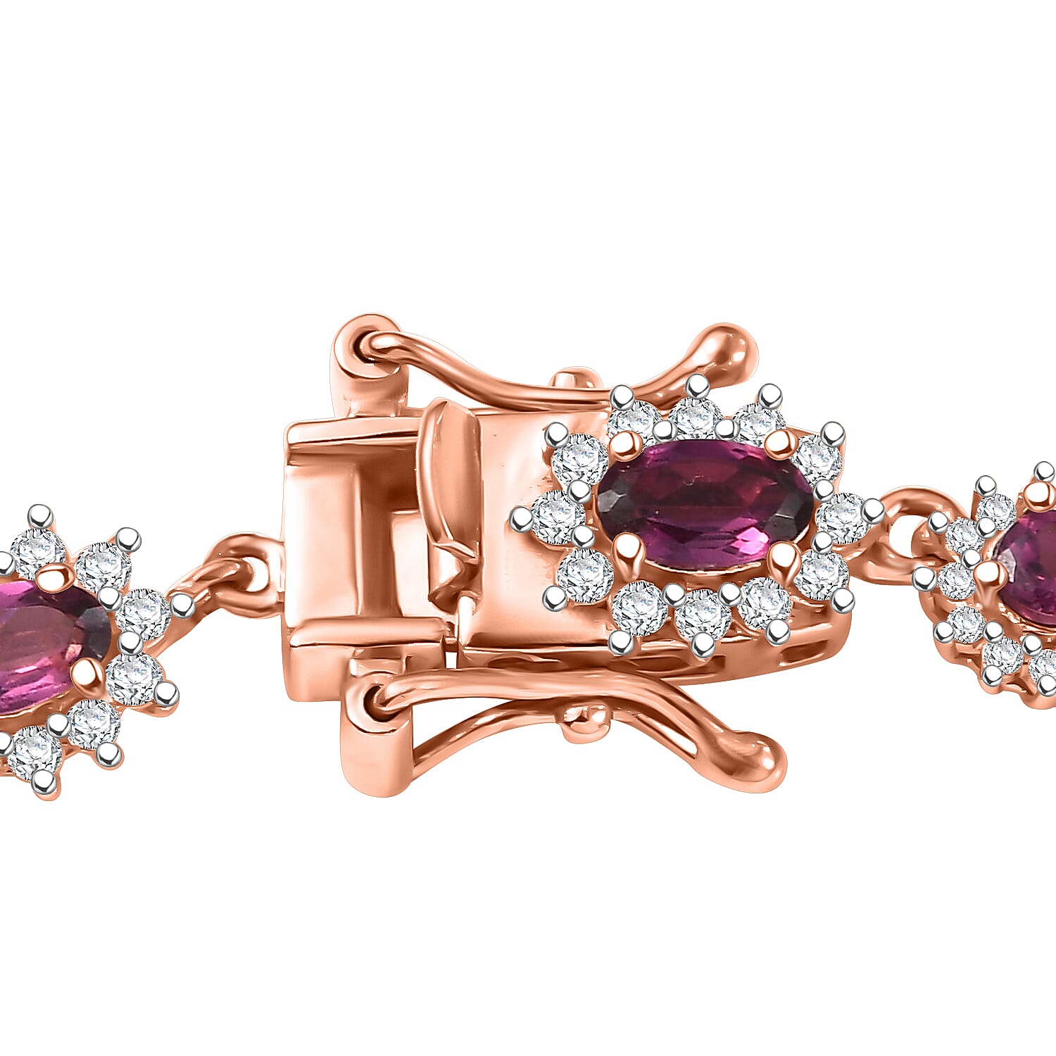D'Joy AAA Radiant Ember Garnet and White Zircon 8.90 ctw Celestial Starburst Bracelet in 18K Vermeil Rose Gold Over Sterling Silver (8.00 In)