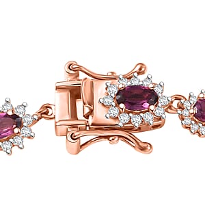 D'Joy AAA Radiant Ember Garnet and White Zircon 8.90 ctw Celestial Starburst Bracelet in 18K Vermeil Rose Gold Over Sterling Silver (8.00 In)