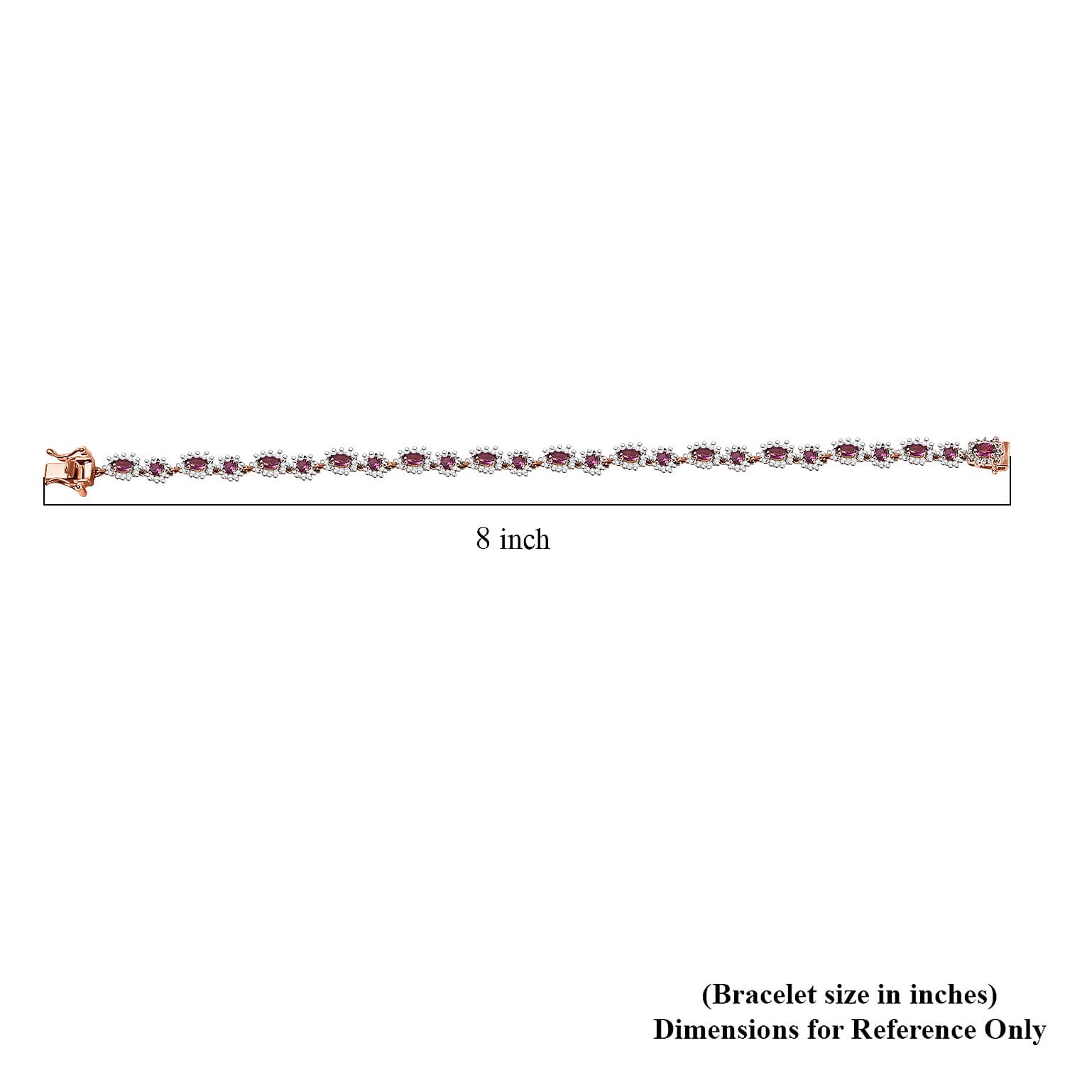 D'Joy AAA Radiant Ember Garnet and White Zircon 8.90 ctw Celestial Starburst Bracelet in 18K Vermeil Rose Gold Over Sterling Silver (8.00 In)