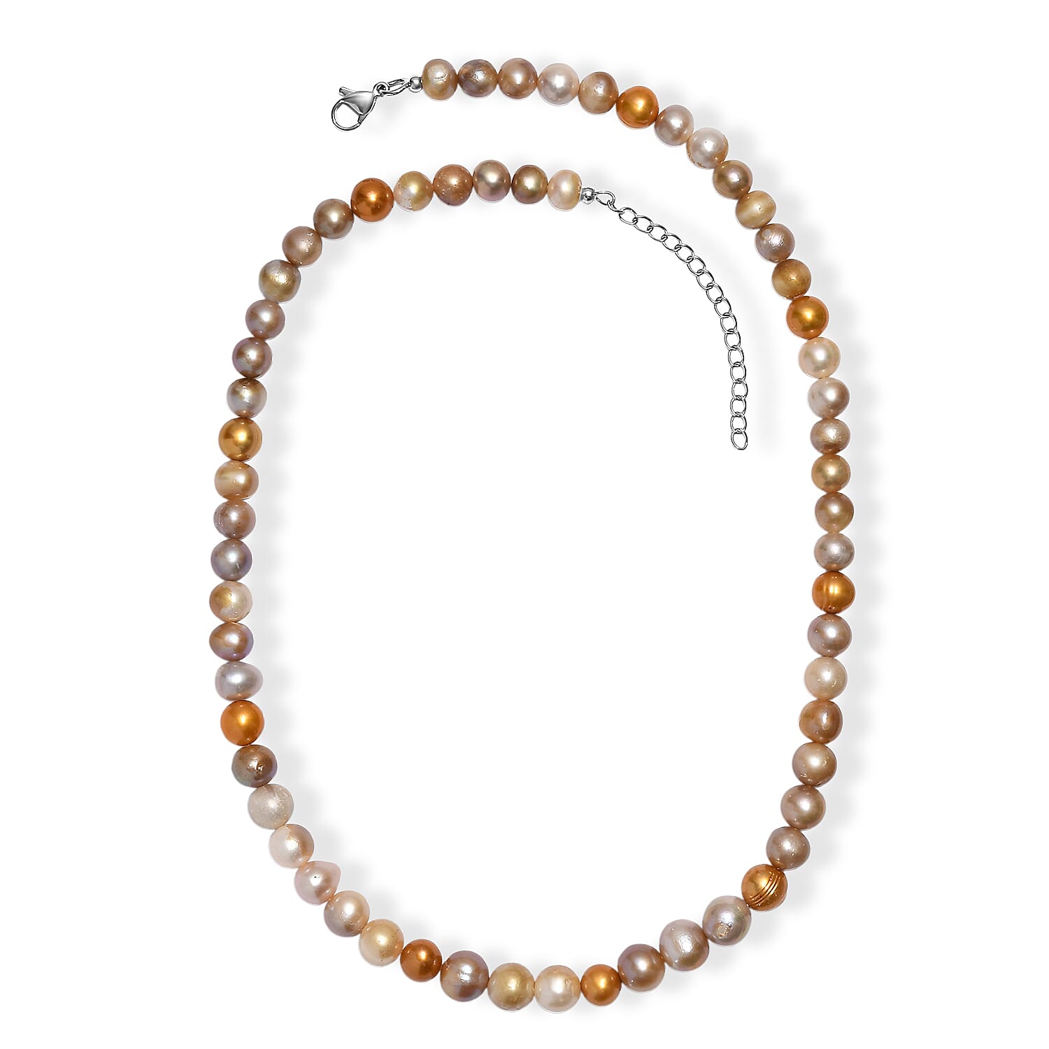 Golden Dyed Pearl and Multi Color Dyed Pearl Necklace in Stainless Steel 18 Inches