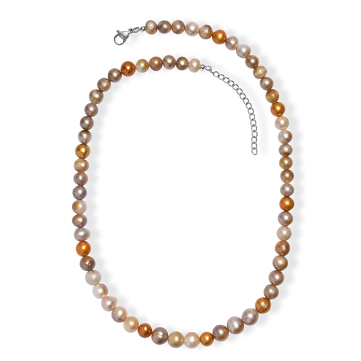 Golden Dyed Pearl and Multi Color Dyed Pearl Necklace in Stainless Steel 18 Inches image number 3