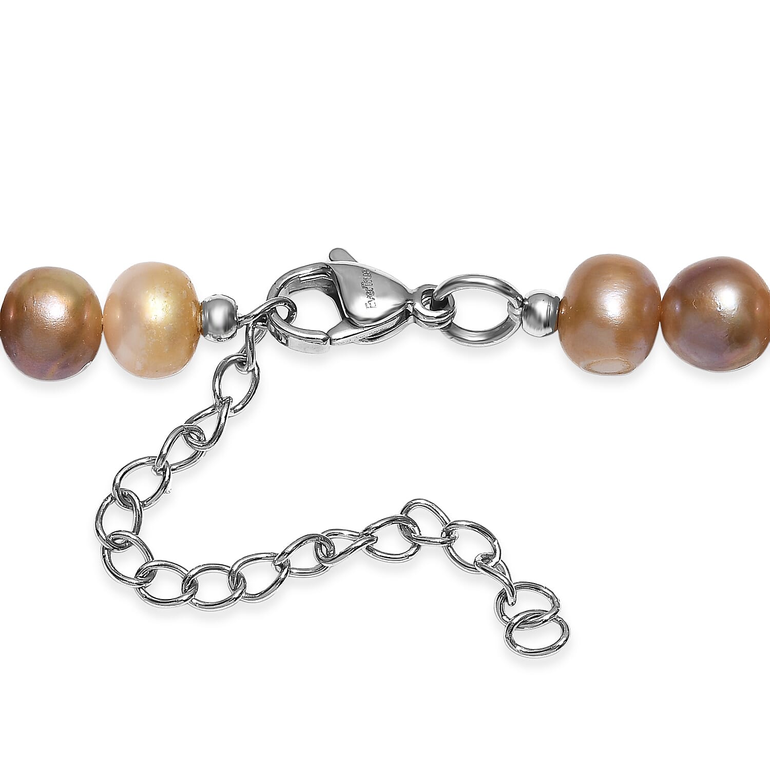 Golden Dyed Pearl and Multi Color Dyed Pearl Necklace in Stainless Steel 18 Inches