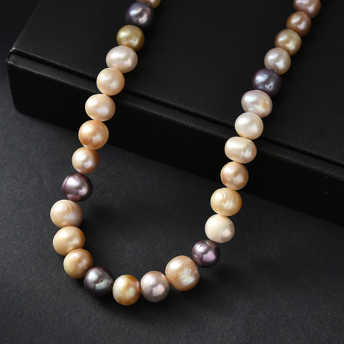 Peacock Dyed Pearl and Multi Color Dyed Pearl Necklace in Stainless Steel 18 Inches image number 1