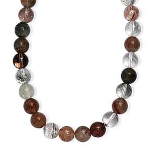Multi Rutilated Quartz 435.00 ctw Beaded Necklace in Platinum Bond 18 Inches