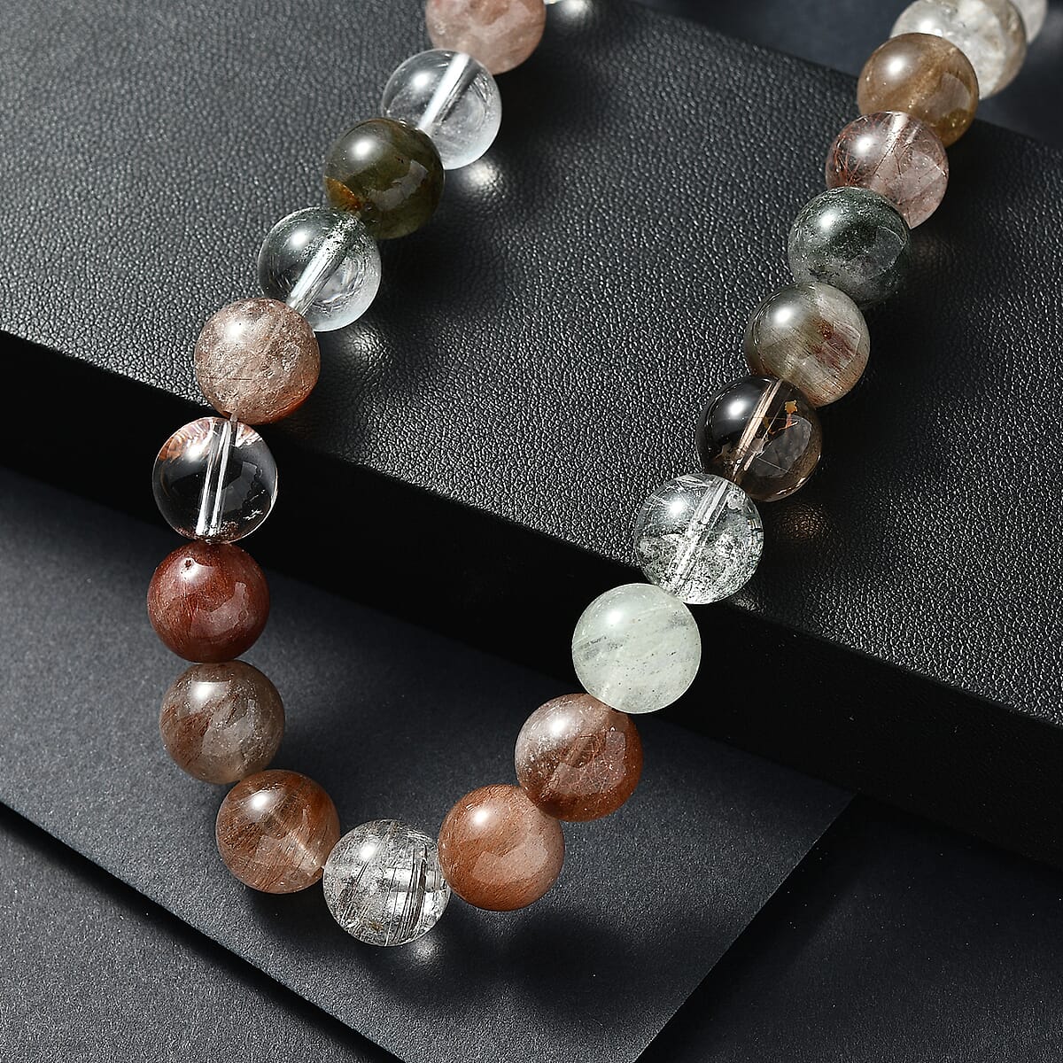 Multi Rutilated Quartz 435.00 ctw Beaded Necklace in Platinum Bond 18 Inches image number 1