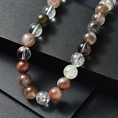 Multi Rutilated Quartz 435.00 ctw Beaded Necklace in Platinum Bond 18 Inches