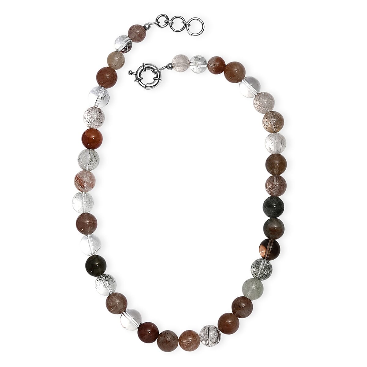 Multi Rutilated Quartz 435.00 ctw Beaded Necklace in Platinum Bond 18 Inches image number 3