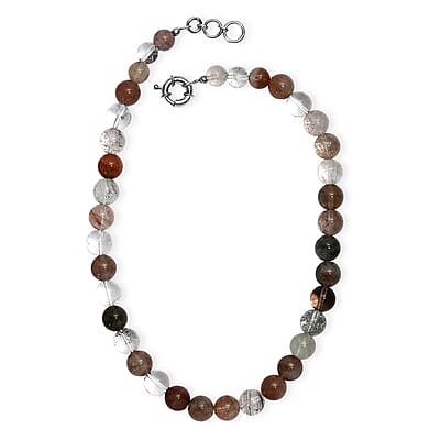 Multi Rutilated Quartz 435.00 ctw Beaded Necklace in Platinum Bond 18 Inches
