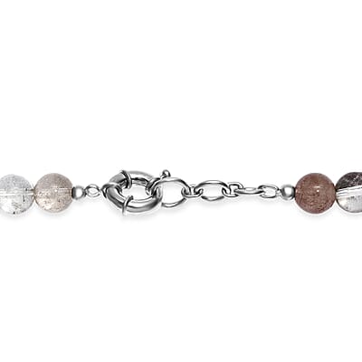 Multi Rutilated Quartz 435.00 ctw Beaded Necklace in Platinum Bond 18 Inches
