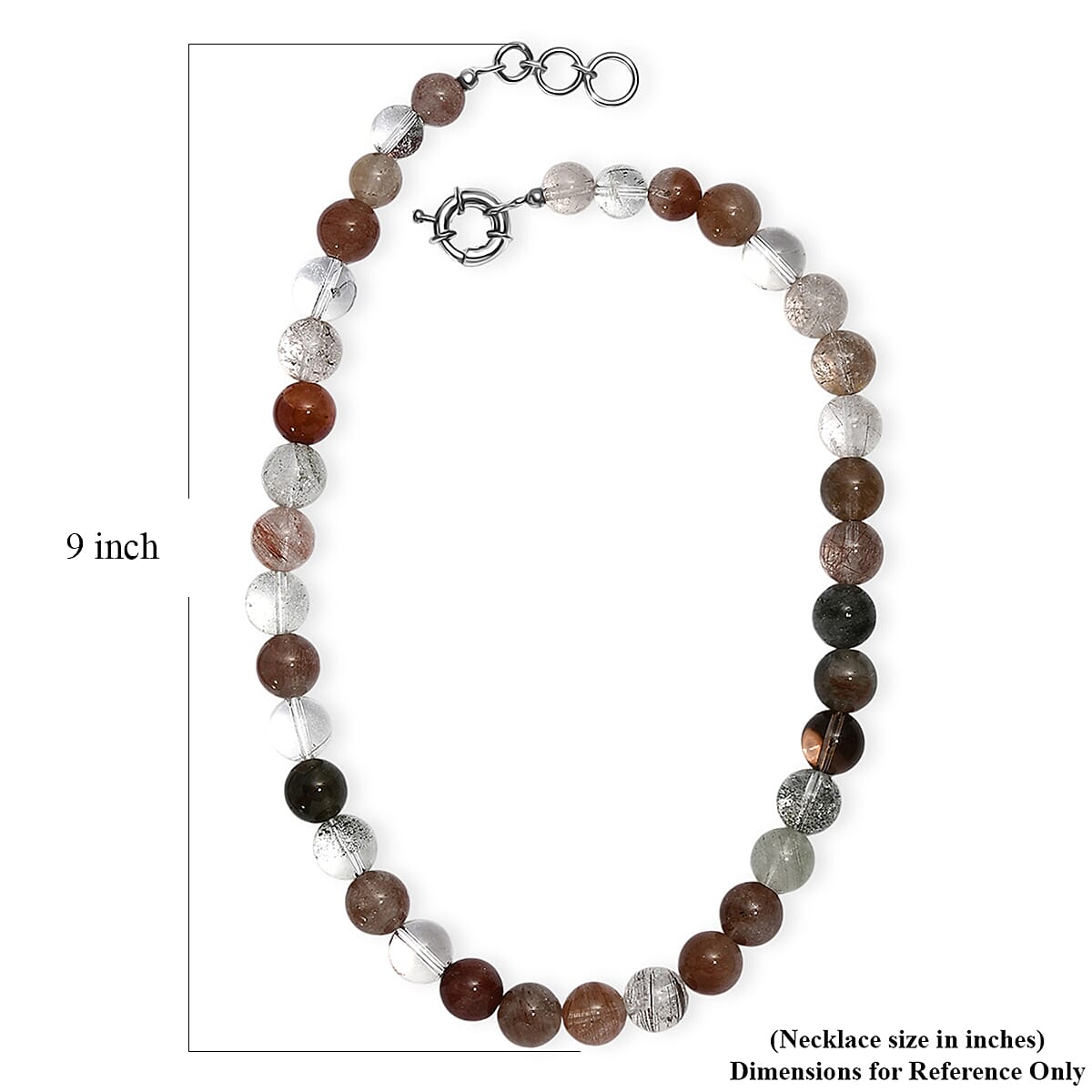 Multi Rutilated Quartz 435.00 ctw Beaded Necklace in Platinum Bond 18 Inches image number 5