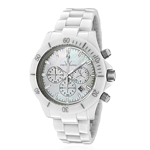 Closeout Toywatch Mother of Pearl White Ceramic Chronograph 41mm Watch