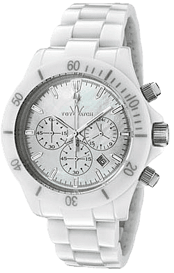 Closeout Toywatch Mother of Pearl White Ceramic Chronograph 41mm Watch