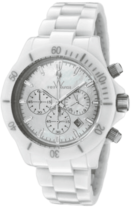 Closeout Toywatch Mother of Pearl White Ceramic Chronograph 41mm Watch