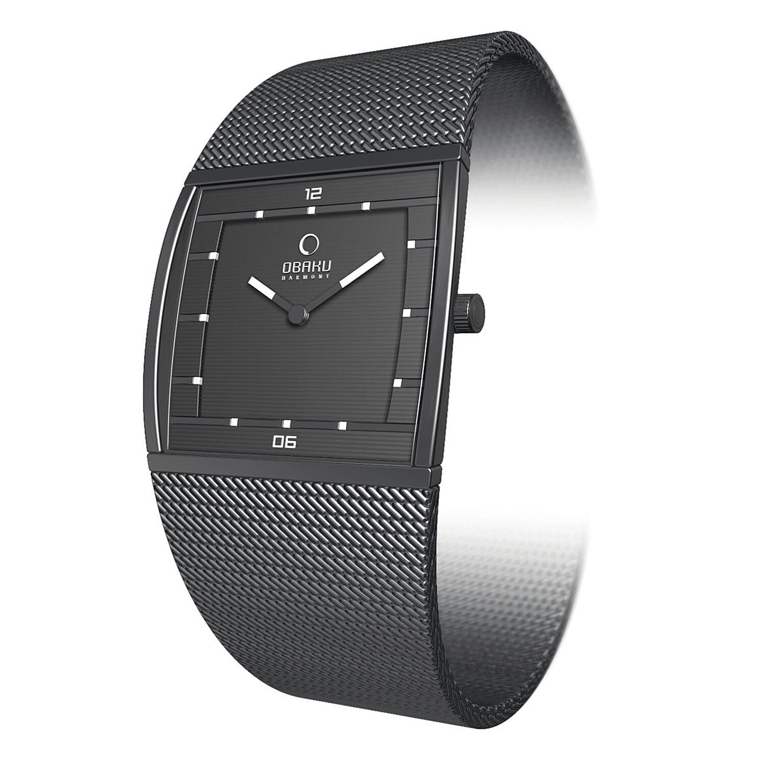 Closeout Obaku ION Plated Black Movement Watch with Mesh Strap