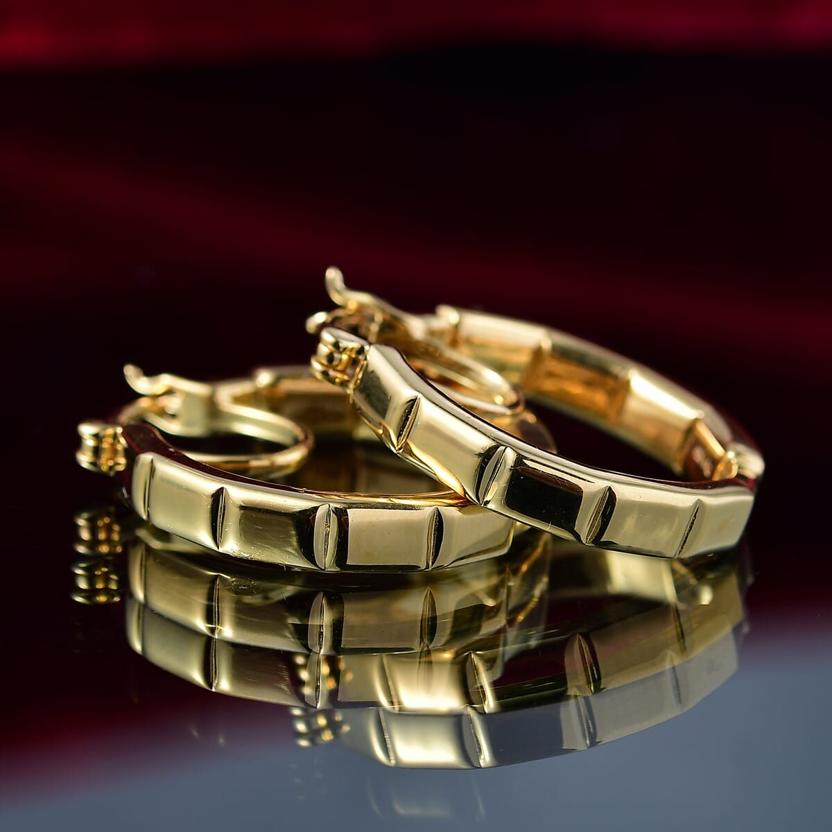D’Joy in 18K Vermeil YG Over Sterling Silver Bar Line Hoop Earrings 7.75 Grams image number 1