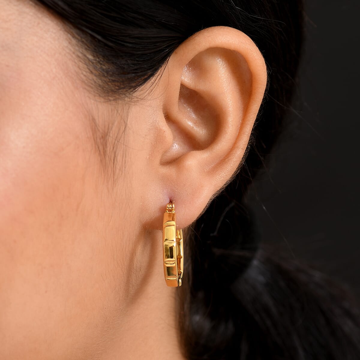 D’Joy in 18K Vermeil YG Over Sterling Silver Bar Line Hoop Earrings 7.75 Grams image number 2