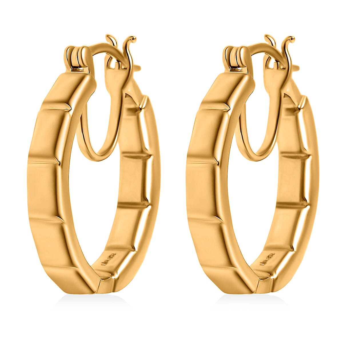 D'Joy in 18K Vermeil YG Over Sterling Silver Bar Line Hoop Earrings 7.75 Grams