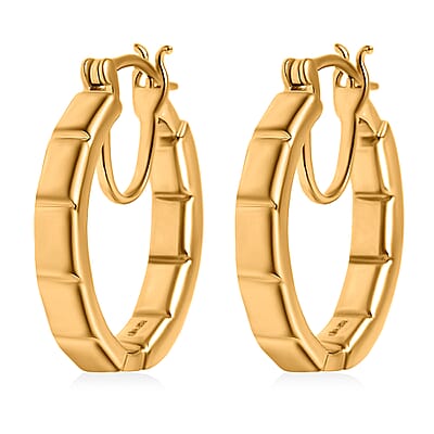 D'Joy in 18K Vermeil YG Over Sterling Silver Bar Line Hoop Earrings 7.75 Grams